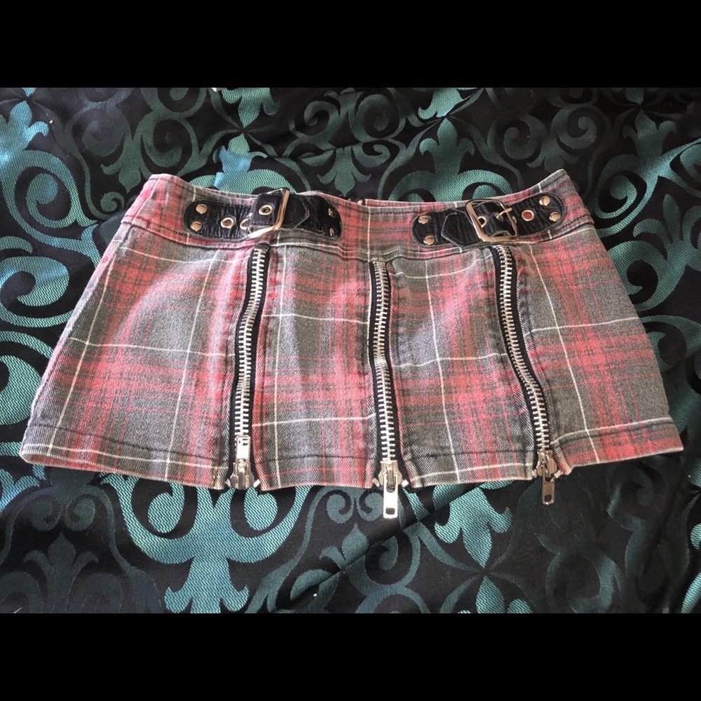 LipService Plaid Zipper skirt Size Small